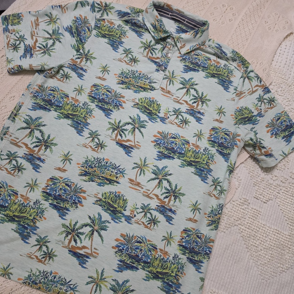 Tommy Bahama Mens Island Polo Style Shirt Size Small Hawaiian Green Tropical